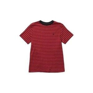 Boys' Brand New VOLCOM "Three Stories" Stripe Cotton T-Shirt (Big Boy) LARGE Red